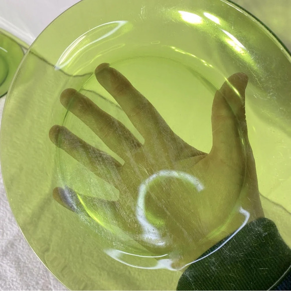 Vintage Duralex France Galaxie Lime Green Glass Dinner Plates X3 - Picture 11 of 14